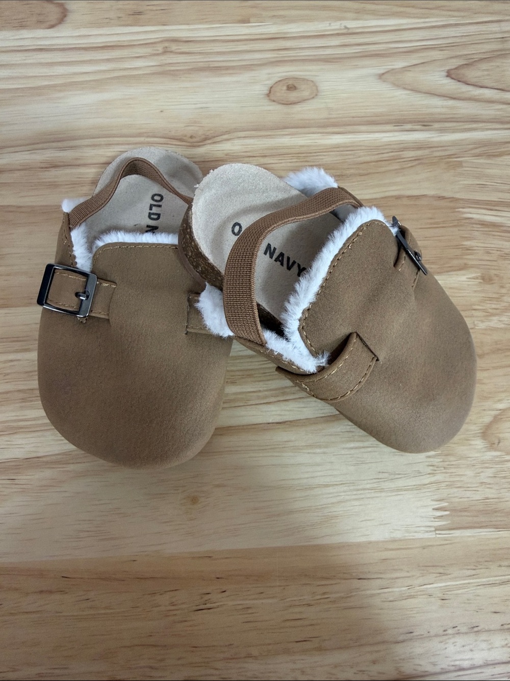 Old Navy Tan Plush-Lined Baby Slip-On Shoes